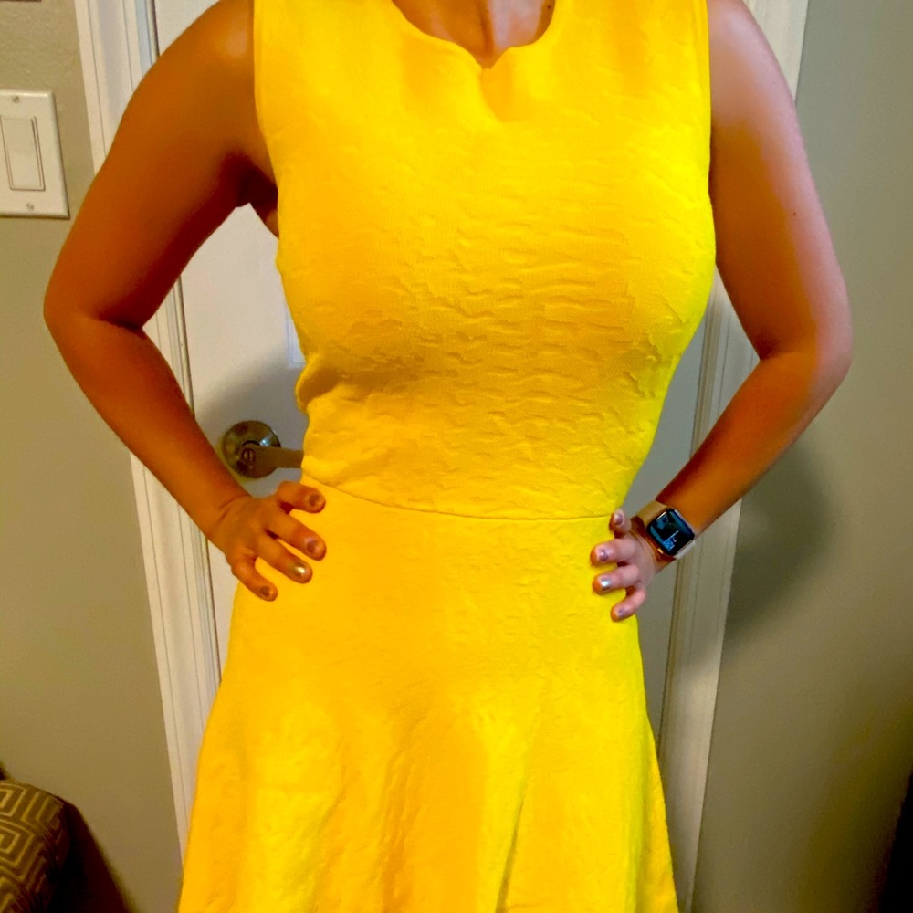 Yellow sweater dress by NYC by Eva Longoria